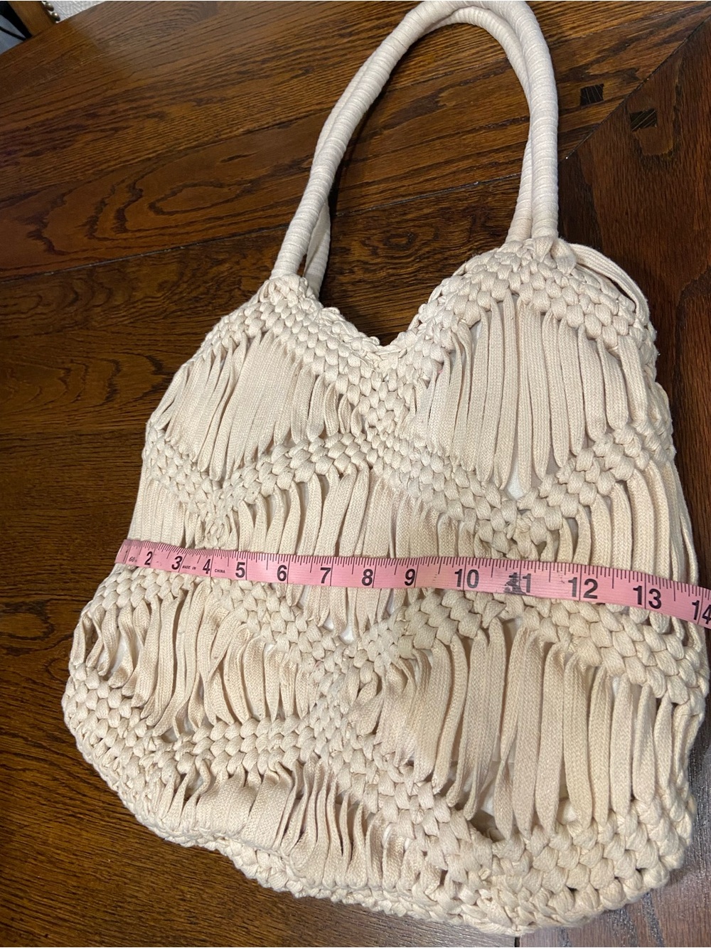 London Kaye Cream Macramé Tote Bag - Boho Shoulder Bag